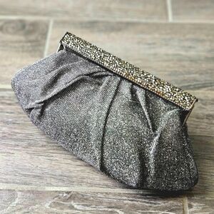 NEW Saks Fifth Avenue Gray Gunmetal Clutch/ Purse